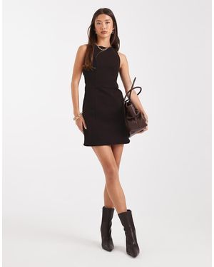 ASOS Denim Mini Dress With Cut Out Back Detail - Black