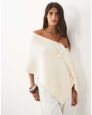 Lioness Poncho Asimétrico De Punto En Blanco - Neutro