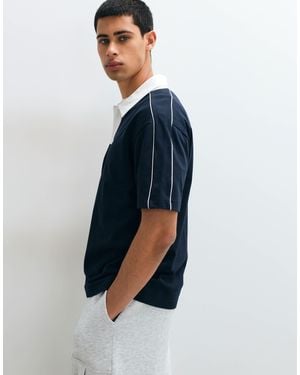 ASOS Heavyweight Relaxed Polo With Contrast Tipping - Blue