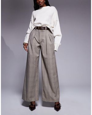 River Island Checked Wide Leg Trouser - Gray