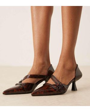 Glamorous Zapatos Marrón Efecto Destalonados De Tacón Bajo De