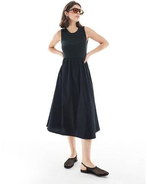Pieces Woven Skirt Sleeveless Midi Dress - Blue