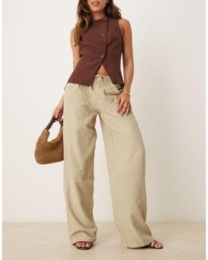 Motel Juria Wide Leg Relaxed Linen Trouser - Natural