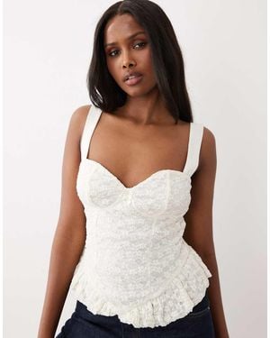 Gina Tricot Corset Detail Lace Top - White
