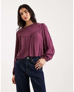 Mango Teen Long Sleeve Blouse - Purple