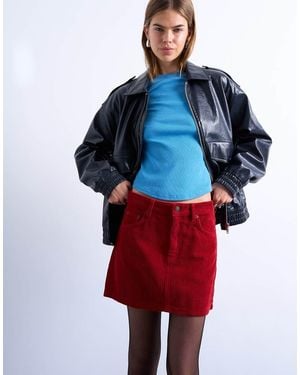 TOPSHOP Cord Mini Pelmet Skirt - Red