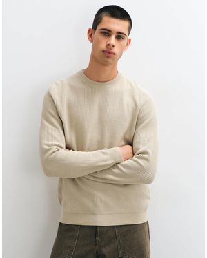 Only & Sons Regular Fit Crew Neck Texture Knit - Natural