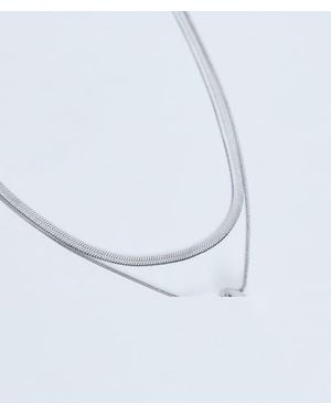 TOPSHOP Mila Waterproof Stainless Steel 2 Pack Snake Chain Necklace - White