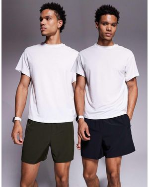 4505 Icon 5 Inch Quick Dry Training Shorts With Zip Pockets 2 Pack - White