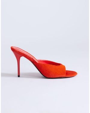TOPSHOP Mules Naranjas De Tacón Alto De Cuero Auténtico Nasim De - Rojo