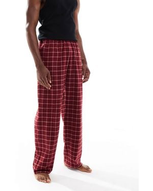 ASOS Pantalon confort en tissu brossé à carreaux - Rouge