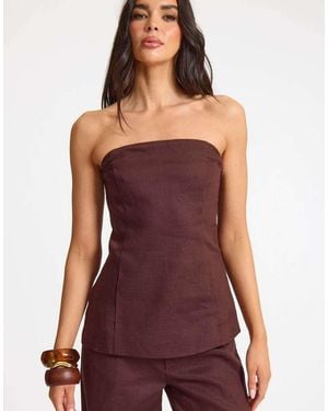 Missy Empire Linen Longline Bandeau - Purple