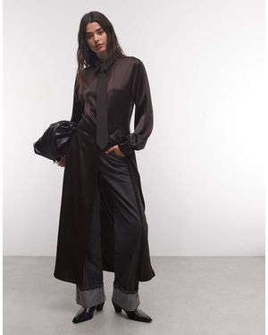 ASOS Satijnen Maxi Overhemd Met Strikceintuur - Meerkleurig
