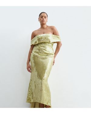 ARRANGE Curve Maxi-Jurk Met Pailletten, Drapering En Bardot-Halslijn - Groen