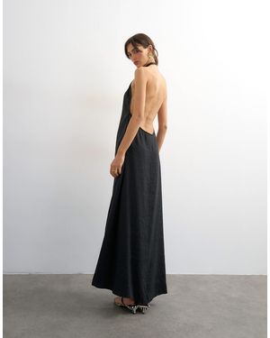 TOPSHOP Soft Touch Cupro Halter Neck Low Back Maxi Dress - White