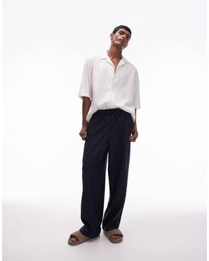 TOPMAN Pantaloni A Fondo Ampio Con Motivo Gessato - Bianco