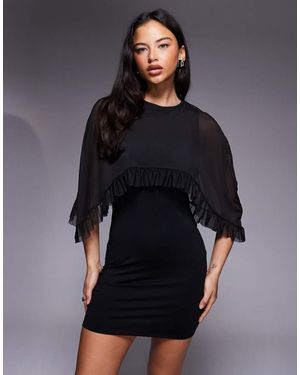 ASOS Ruffle Sheer Cape Mini Dress - Blue