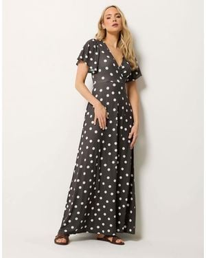 Long Tall Sally Polka Dot Wrap Maxi Dress - White