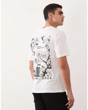 Jack & Jones Oversized T-Shirt Met Japanse Print Op De Achterkant - Wit