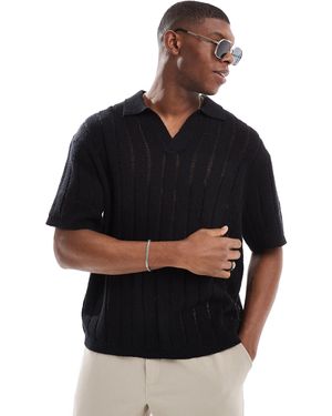 Pull&Bear Knitted Polo - Black