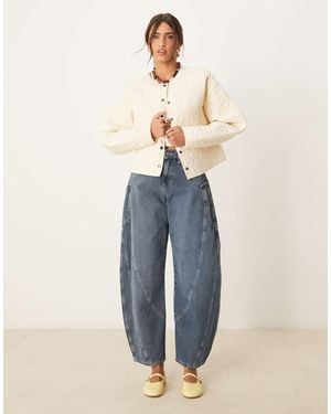 ASOS Oversized Quilted Jacket With Cocoon Sleeve - Blue