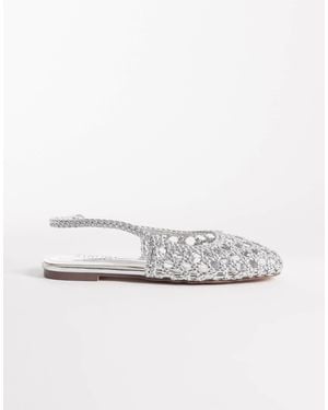 SIMMI Simmi London Biao Slingback Woven Ballet Flats - White