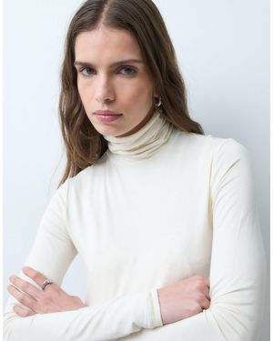 Vero Moda Top à col roulé à manches longues crème - Blanc