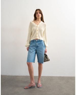 TOPSHOP Knitted Open Stitch Cardigan - Blue