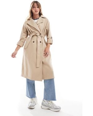 Stradivarius Belted Trench Coat - White