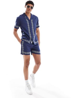 Native Youth – shorts aus doppellagiger gaze - Blau