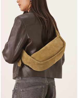 ASOS Bandolera Verde Estilo Riñonera Con Correa Ajustable De Ante De - Marrón