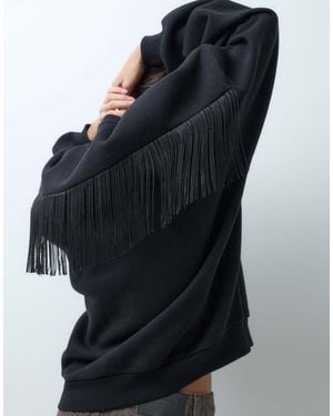 ASOS Sudadera Con Detalle De Flecos Negra - Negro