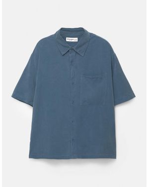 Pull&Bear Short Sleeve Flowing Shirt - Blue