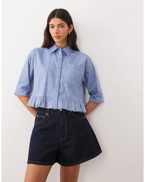 Wednesday's Girl – langärmliges oberteil aus chambray - Blau