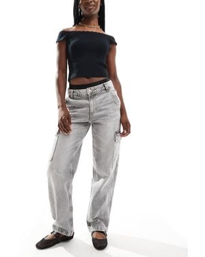 Bershka High Waisted Cargo Jeans - Black