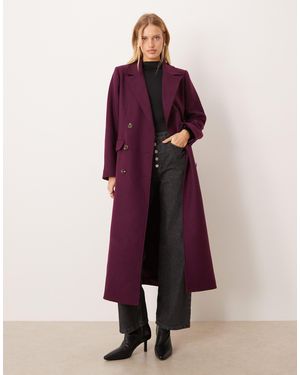 Nobody's Child Longline Double Breasted Coat With Wool - Red