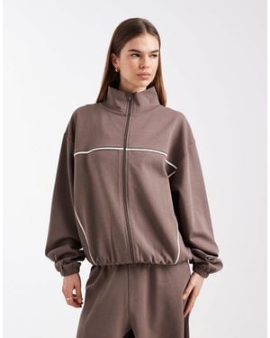 ASOS Zip Up Hooded Co-ord Jacket - Brown