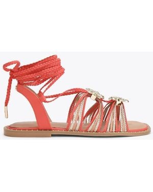 Carvela Kurt Geiger Marina Tie Sandal Flat Sandals - Red