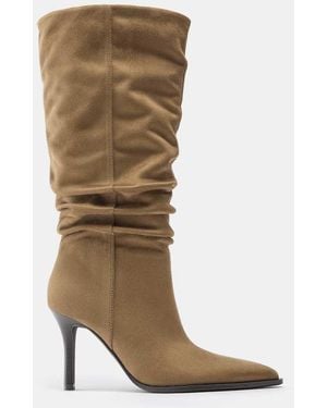 Pull&Bear Slouchy Heeled Boots - Brown