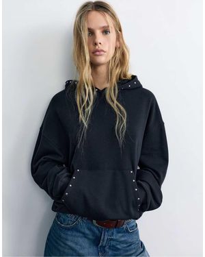 Pull&Bear Hoodie Met Studs - Blauw