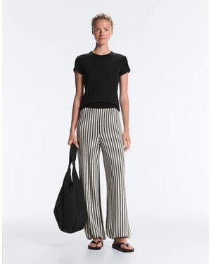 Oysho Striped Knit Bloomer Trousers - White