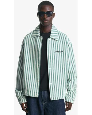 Bershka Striped Jacket With Embroidery - Blue