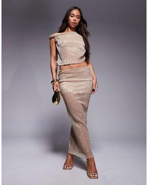 ASOS Gonna Lunga Attorcigliata Oro Metallizzato Plissé - Grigio