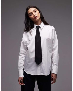 ASOS Oversized Shirt With Contrast Tie - Grey