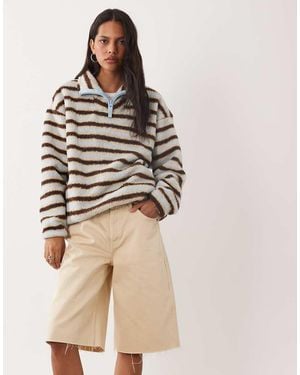 Brave Soul 1/4 Zip Fleece - Natural