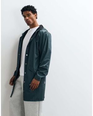 Rains Chaqueta Larga Impermeable Con Capucha En - Azul