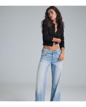 Stradivarius Double-waist Wide-leg Jeans - Blue
