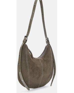 Pull&Bear Borsa Da Spalla Kaki Con Cuciture A Vista - Grigio