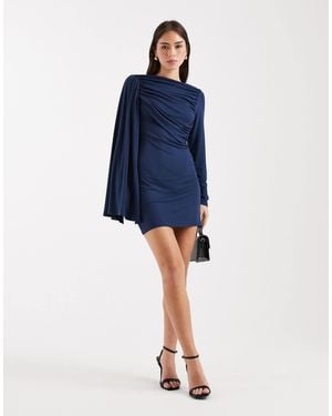 ASOS Scarf Detail Draped Mini Dress - Blue