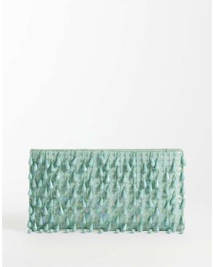 ASOS Embellished Droplet Zip Top Clutch Bag - Green